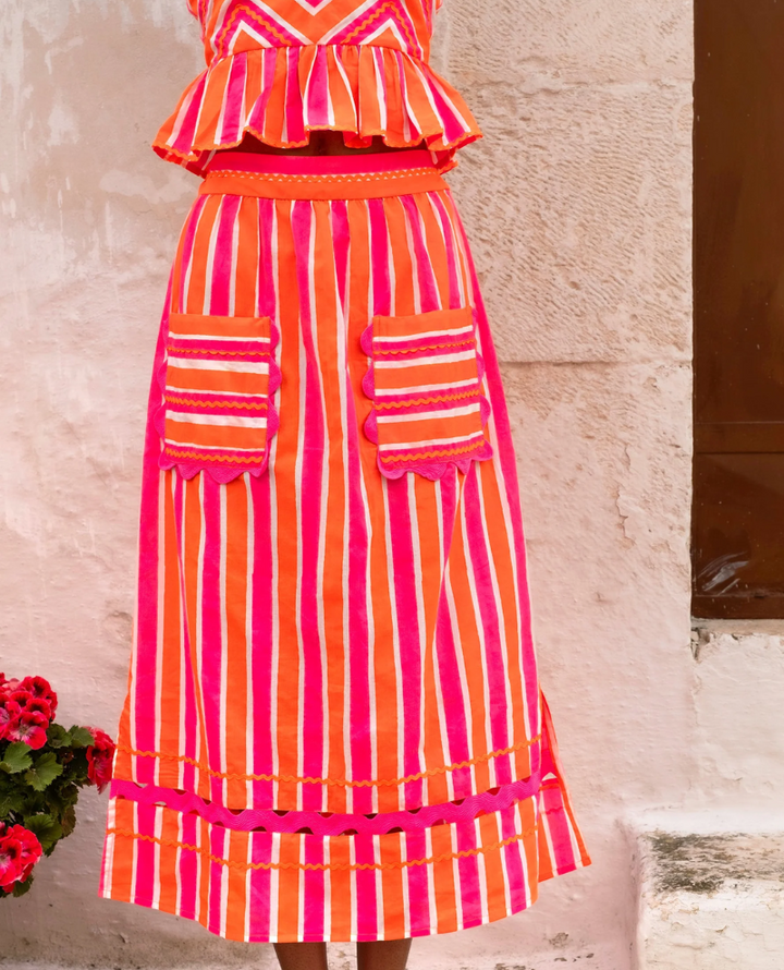 Pink City Prints Puglia Neon Sunset Skirt