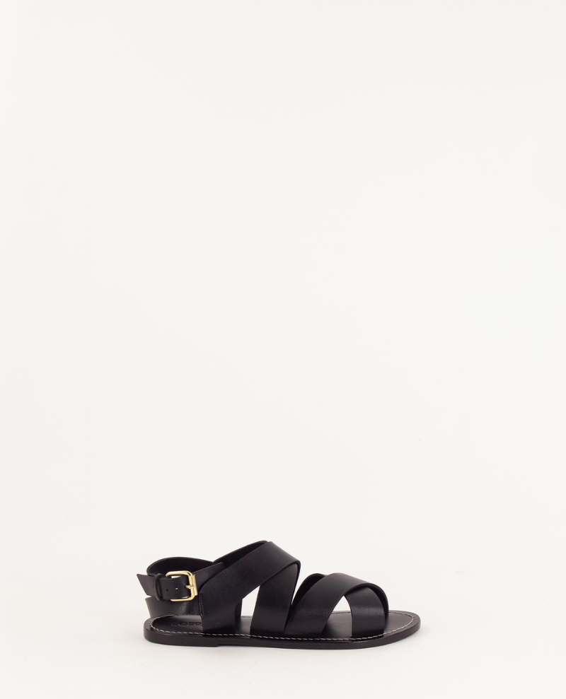 Sessun Dakla Black Flat Sandals