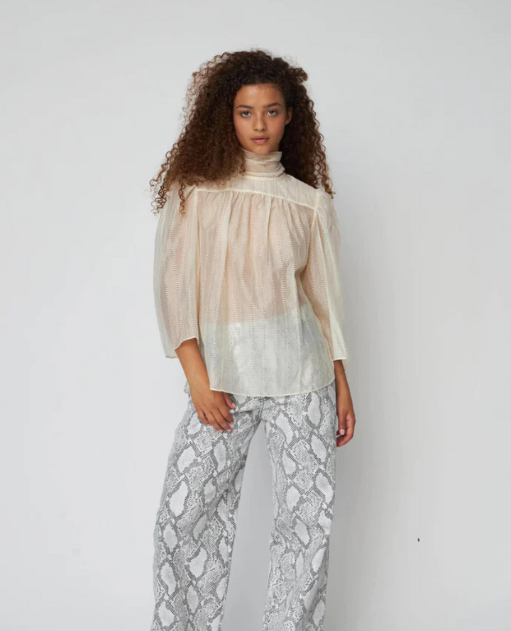 Stella Nova Vanilla Pointelle Bow Blouse