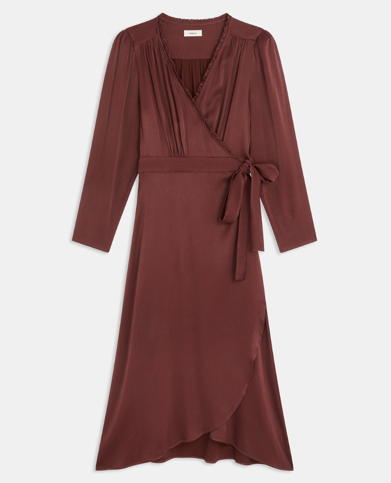 Suncoo Cipri Prune Wrap Dress
