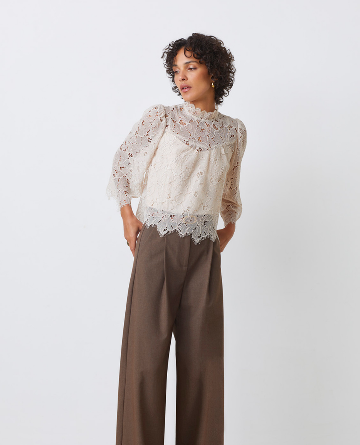 Suncoo Lucia Cream Lace Top