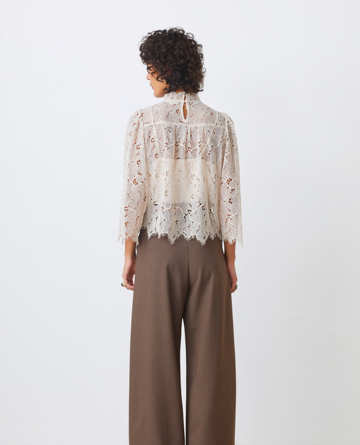 Suncoo Lucia Cream Lace Top