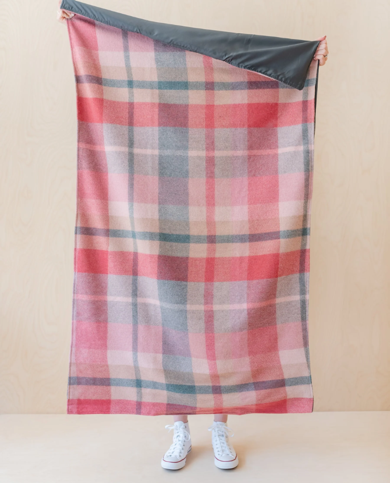 TBCo Recycled Wool Pink Patchwork Small Picnic Blanket