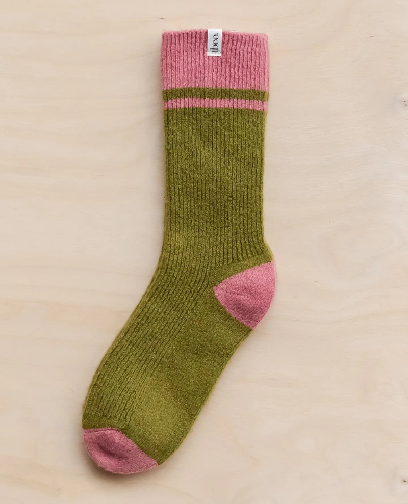 TBco. Green Merino Stripe Socks