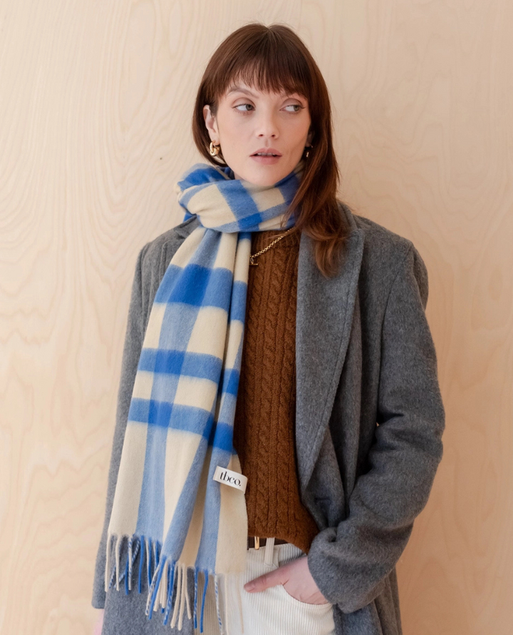 TBco. Lambswool Oversized Blue Scarf