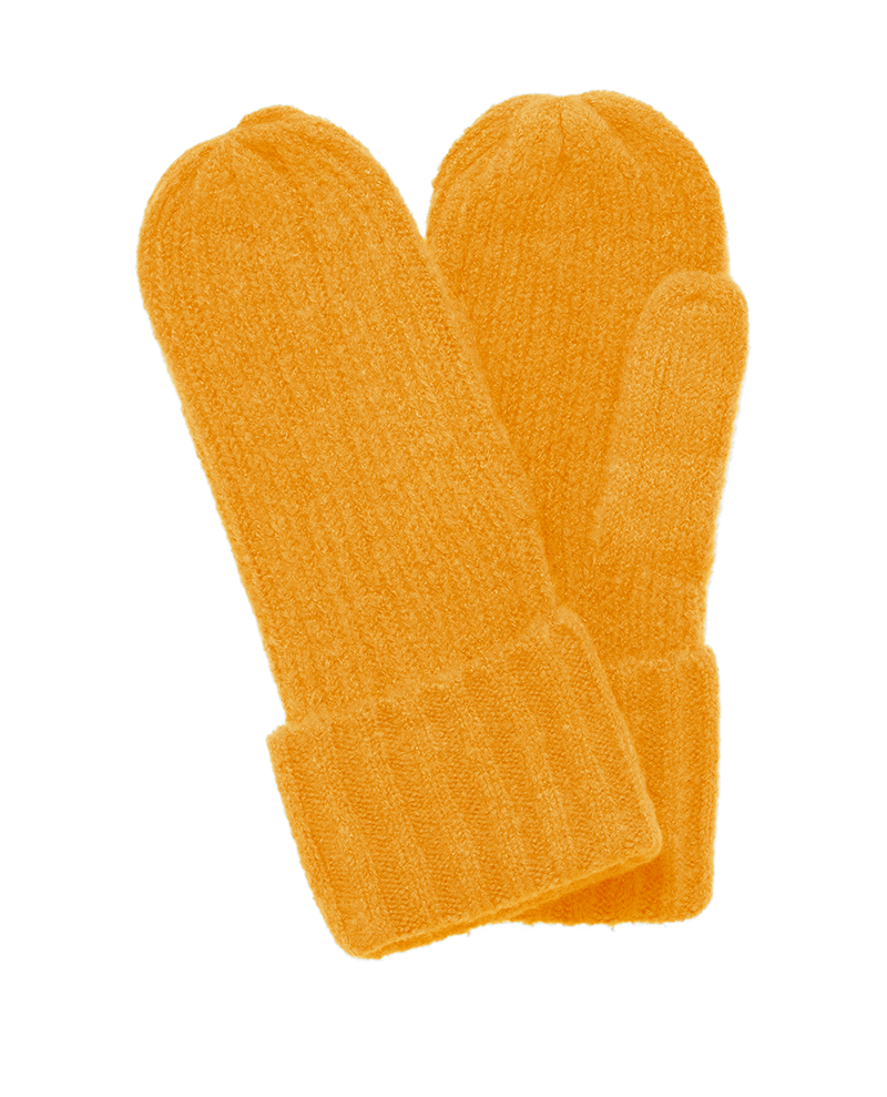 mustard yellow beeswax knitted winter mittens