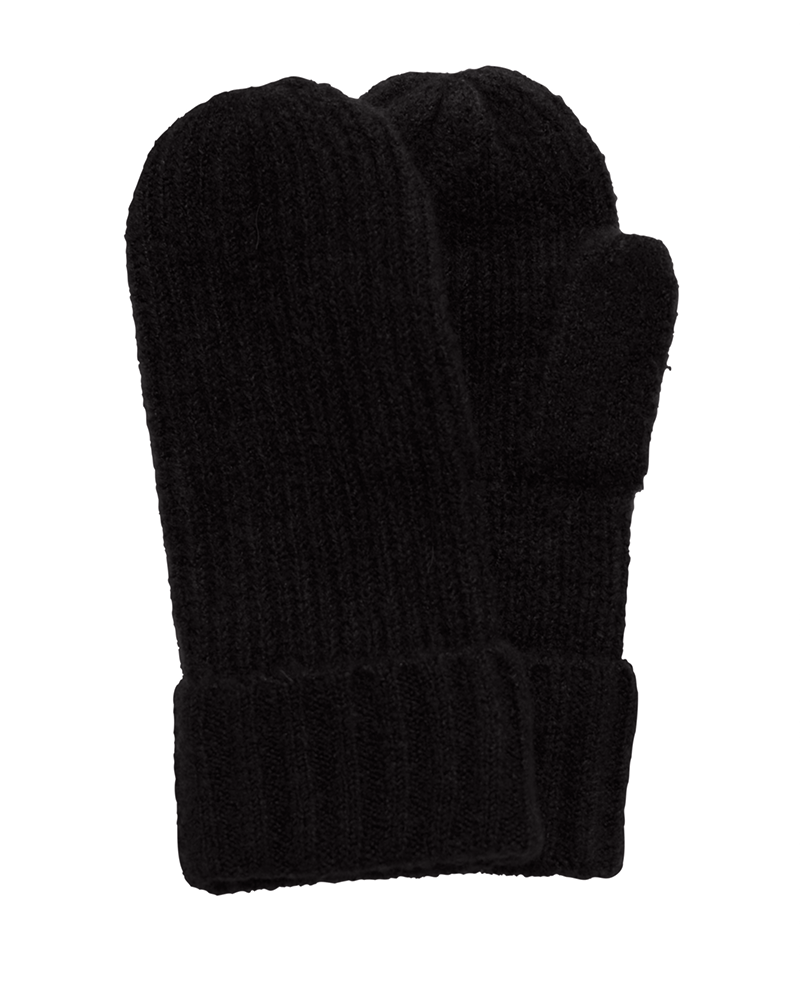 black knitted woolly winter womens mittens