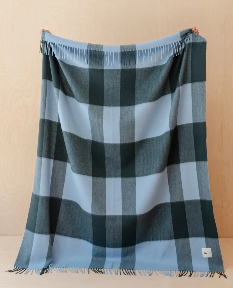 TBCo. Lambswool Green Modern Check Blanket Popup
