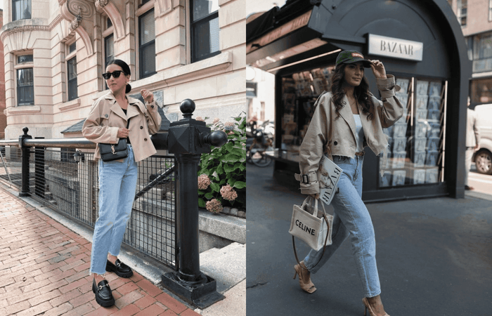 Ladies wearing a cropped trench coat