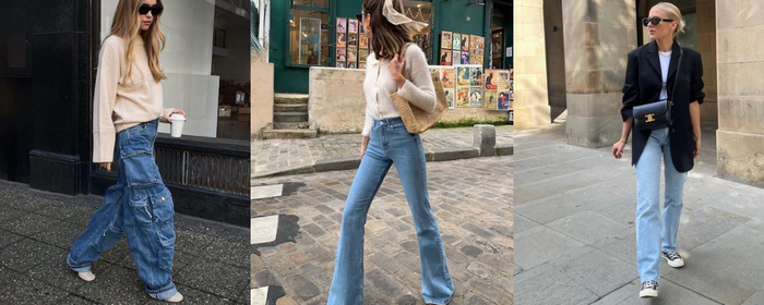 pile of denim jeans on a chair