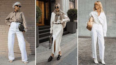 Our Round Up : White Denim - from jeans to midi skirts and jackets