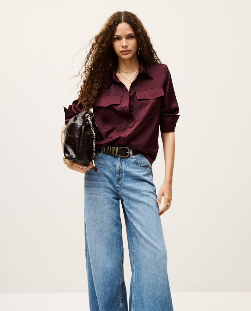 Ba&sh Canoli Prune Silky Shirt