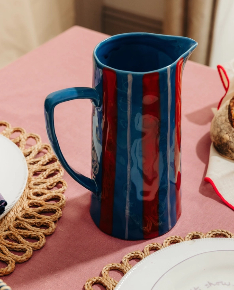 Maegen Blue & Red Stripe Jug