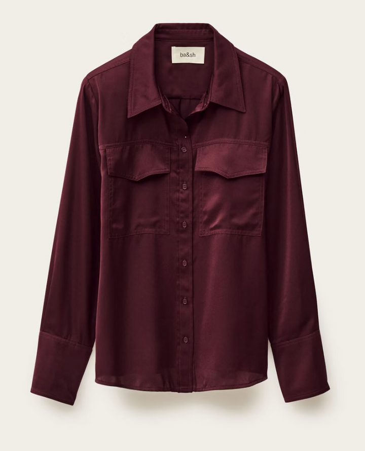 Ba&sh Canoli Prune Silky Shirt