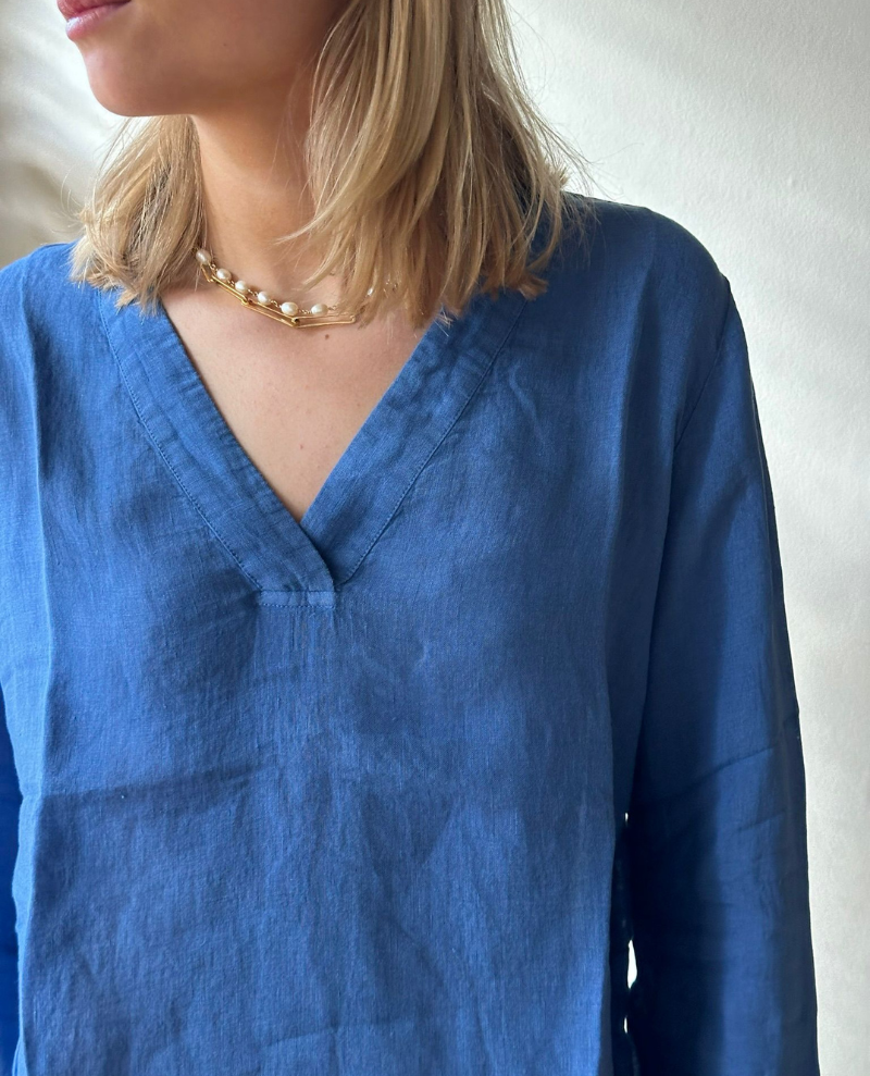 120% Lino Delft Blue Shirt