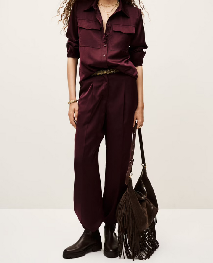 Ba&sh Charly Prune Silky Trousers