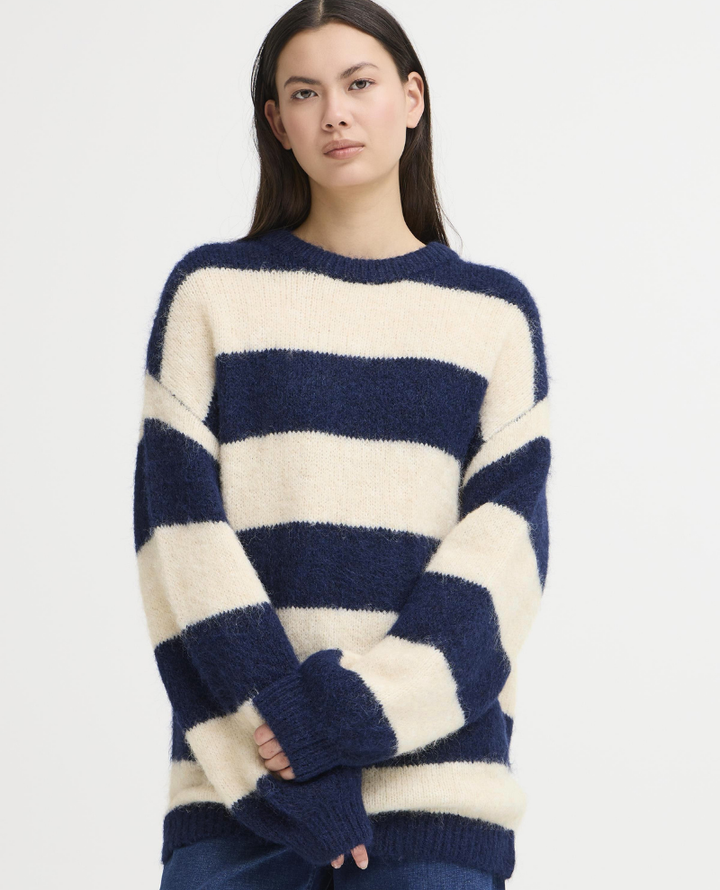 Ichi Dayana Blue Stripe Crew Knit