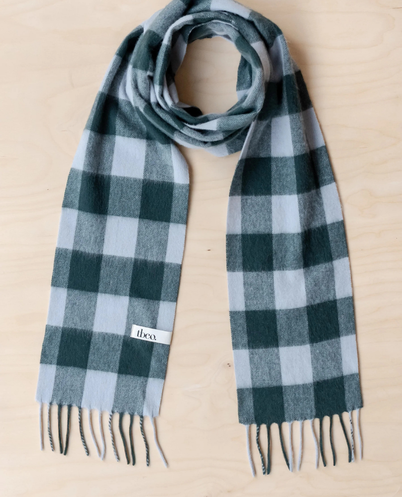 TBCo Lambswool Forest Gingham Skinny Scarf Popup