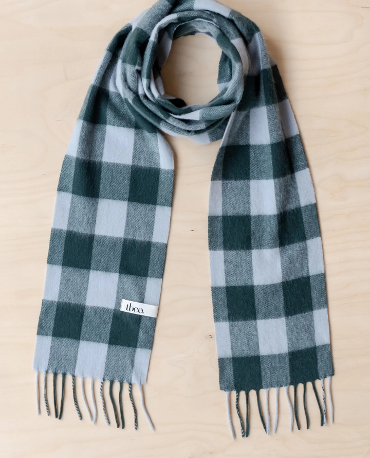 TBCo Lambswool Forest Gingham Skinny Scarf Popup