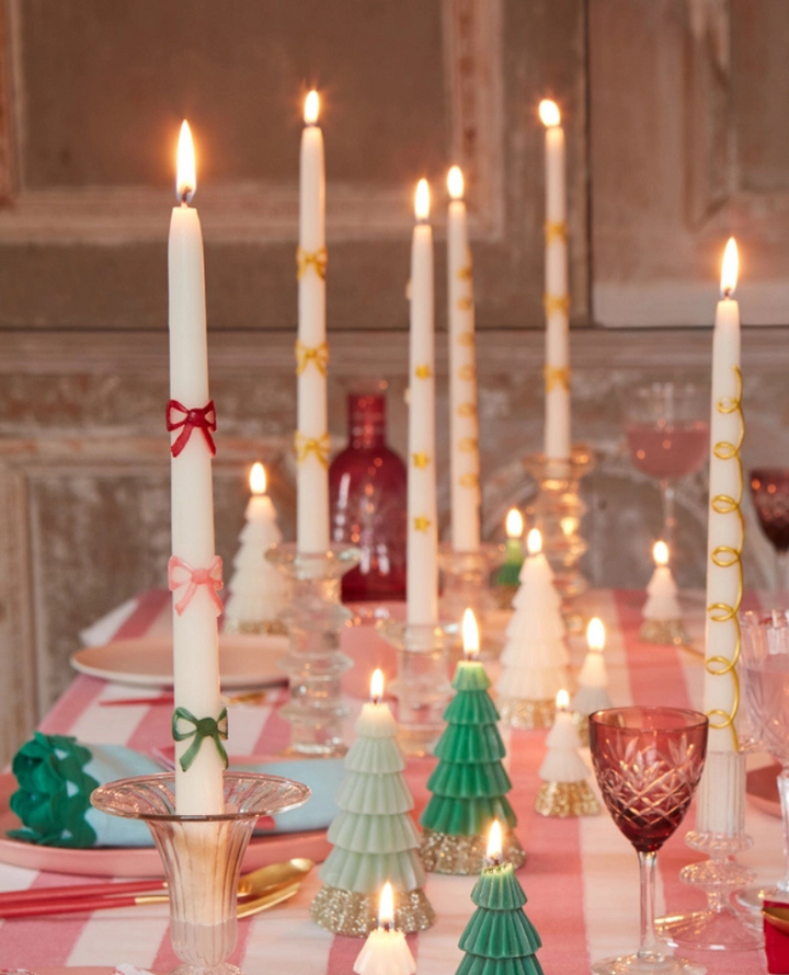 Meri Meri Colourful Bow Candle Pair