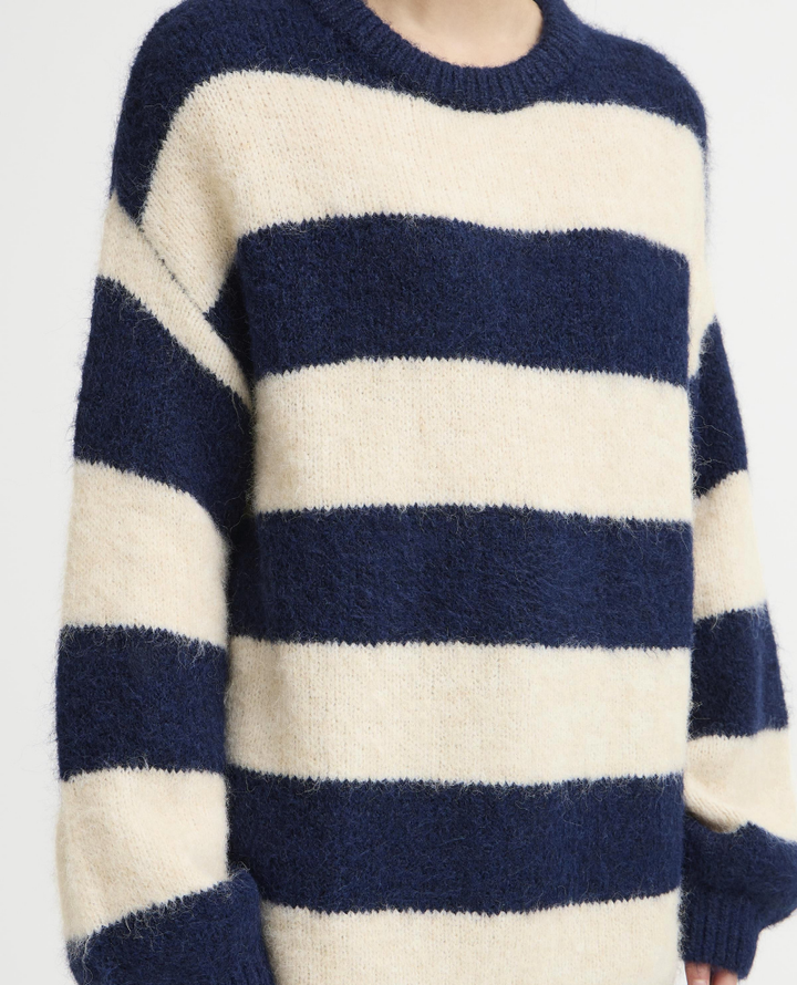 Ichi Dayana Blue Stripe Crew Knit