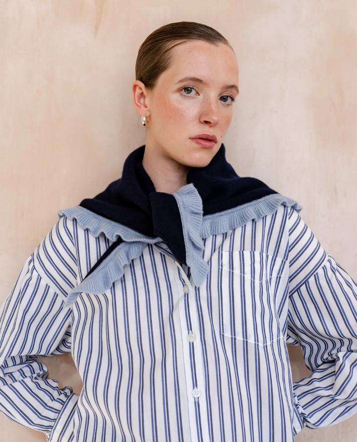TBCo Triangle Navy Ruffle Scarf Popup