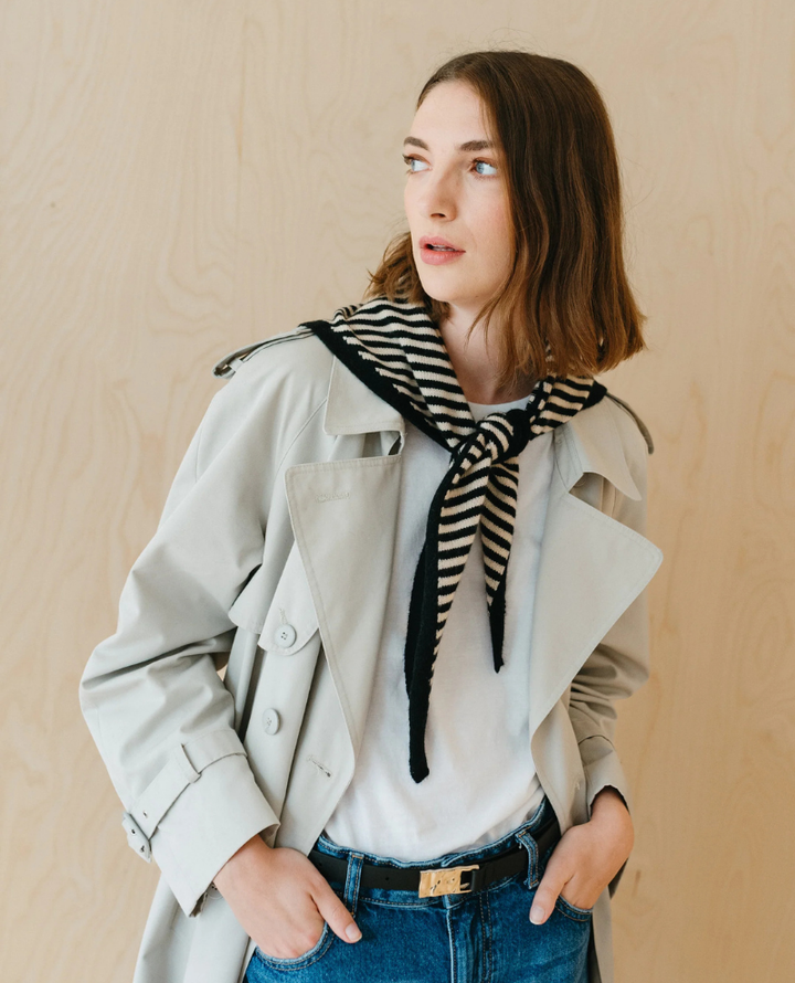 TBCo Triangle Black Stripe Merino Stripe Scarf Popup
