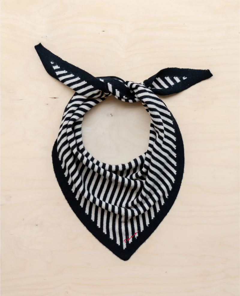 TBCo Triangle Black Stripe Merino Stripe Scarf Popup