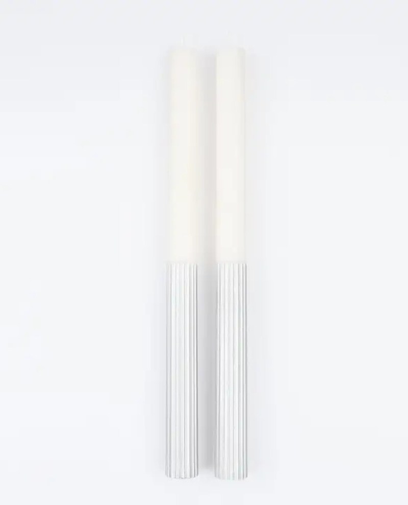 Meri Meri Silver Dipped Candle Pair