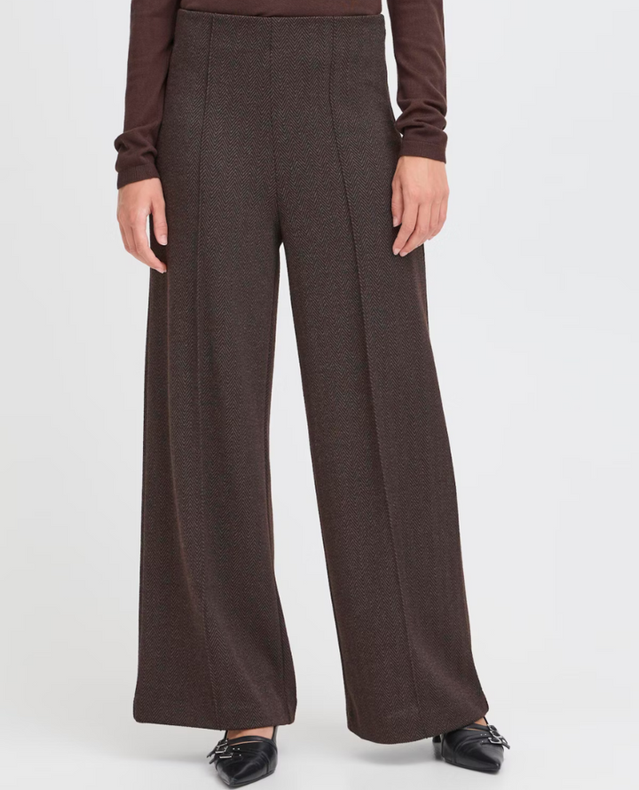 Ichi Kate Dark Brown Wide Trousers