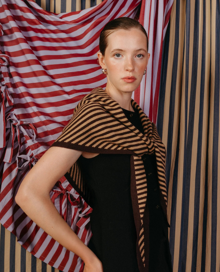 TBco. Large Merino Triangle Camel Brown Scarf