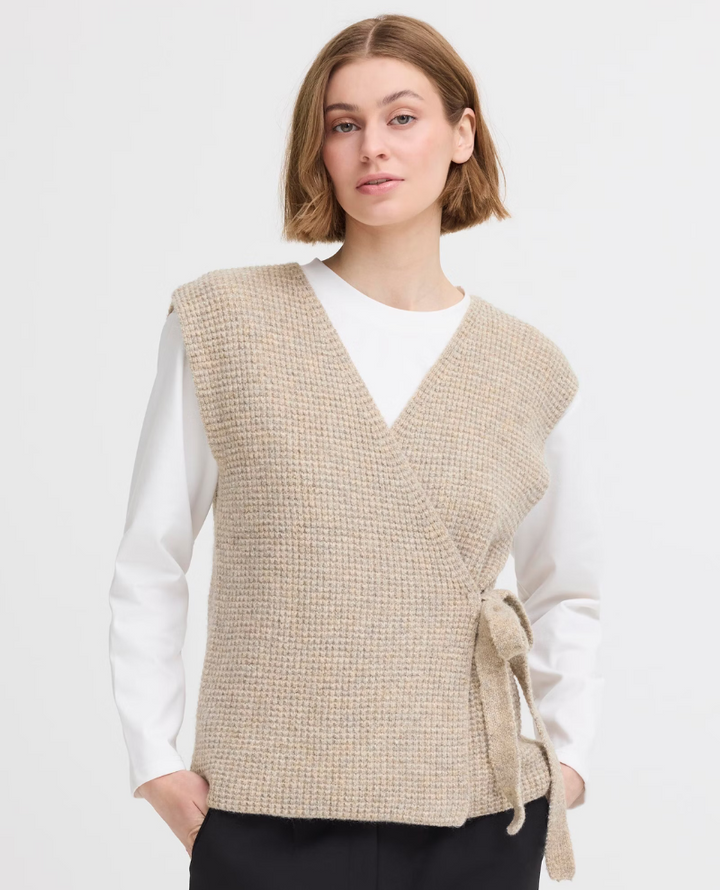 Ichi Litten Camel Brown Wrap Cardigan