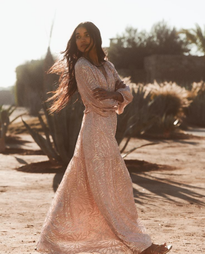 Ba&sh Mila Pale Rose Pink Maxi Dress