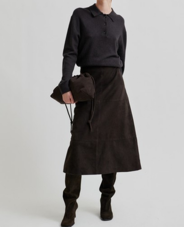 Second Female Noormie Chocolate Suede Skirt