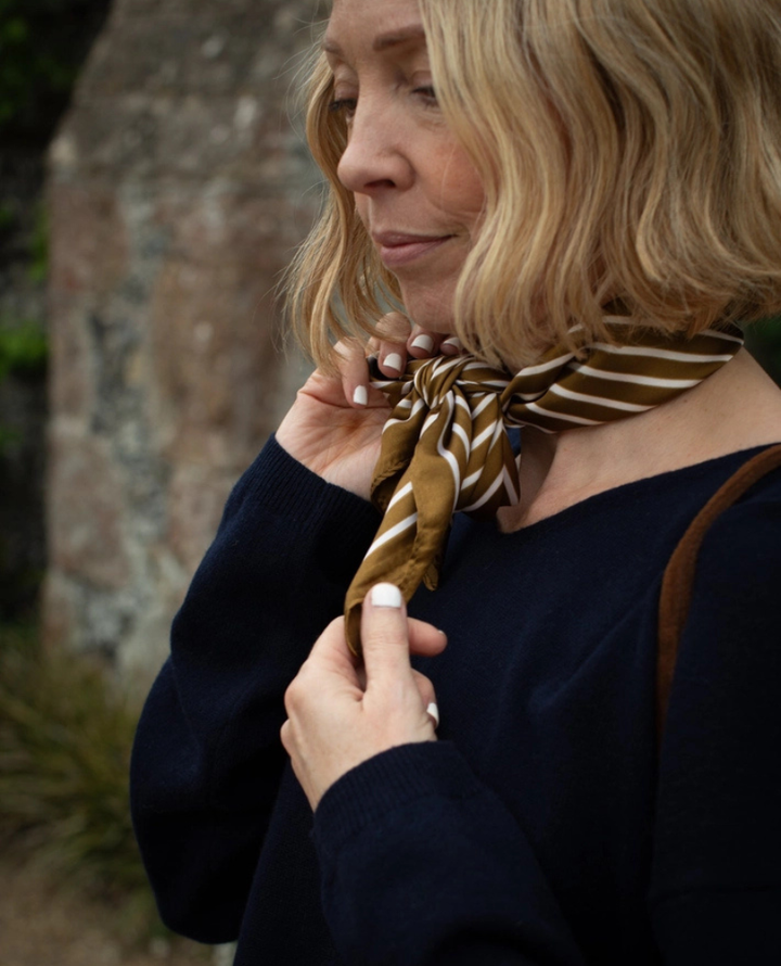 Chalk Effie Olive Satin Scarf