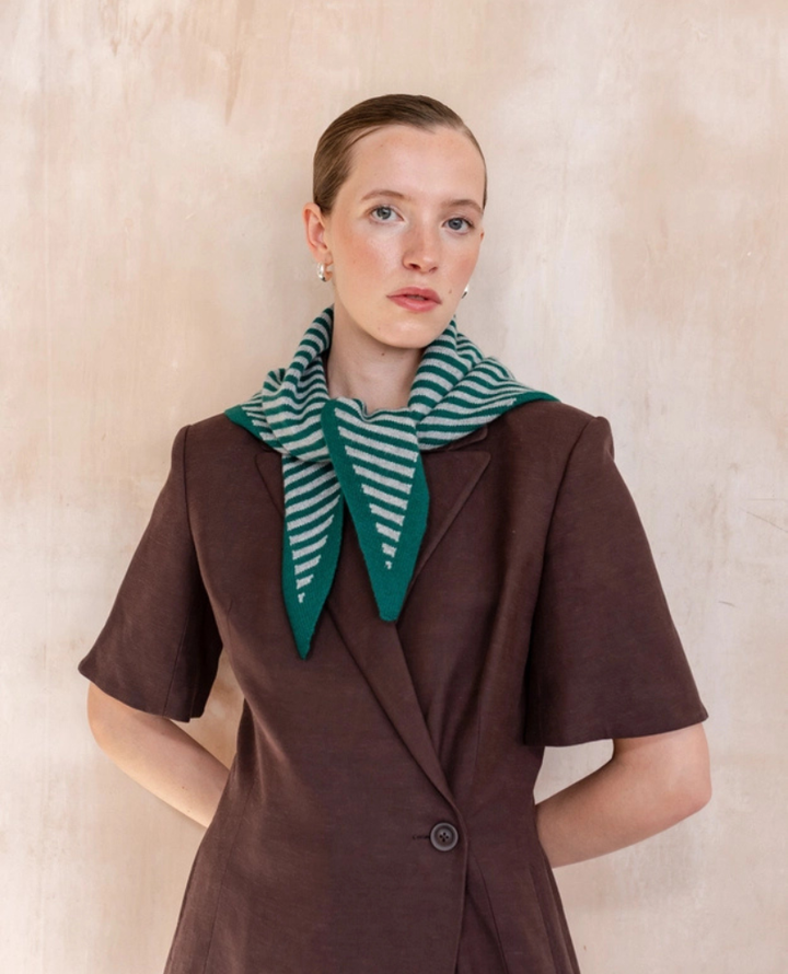 TBCo Triangle Green Stripe Merino Scarf