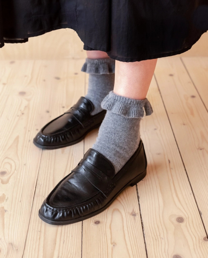 TBco. Charcoal Merino Wool Frilly Socks