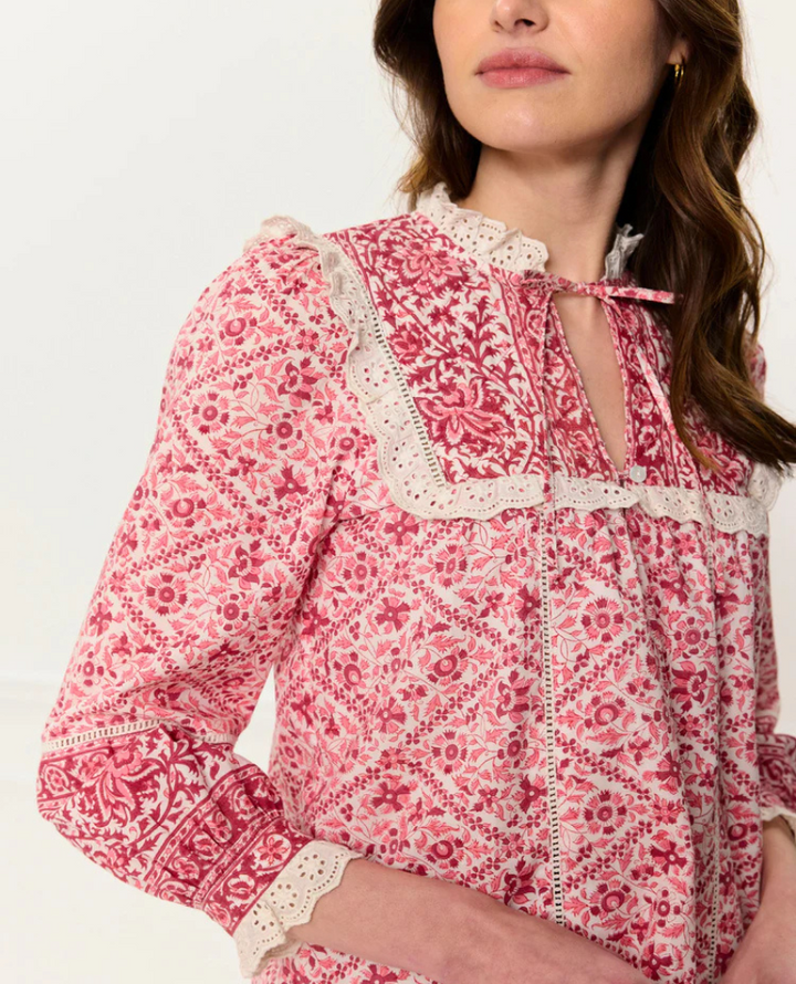 Pink City Prints Nettie Burgundy Blouse