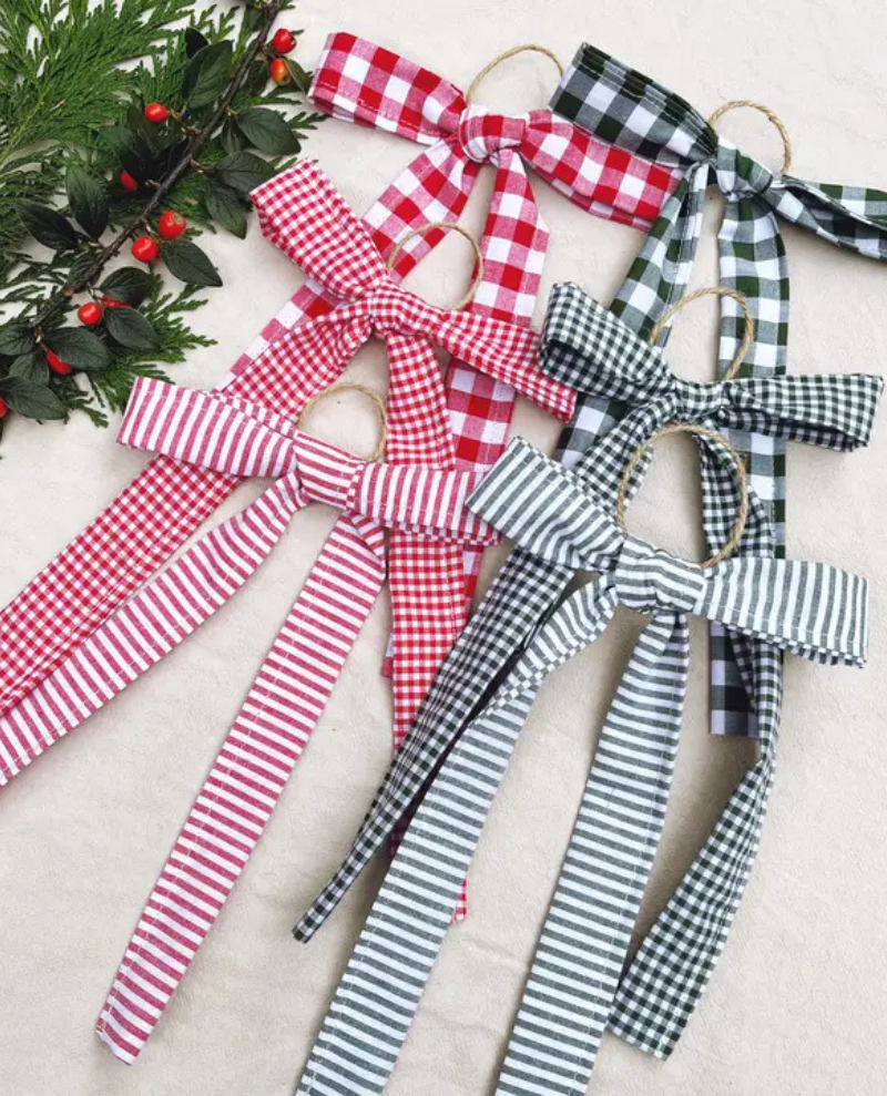Walker Home Large Gingham Check Bow Decoration