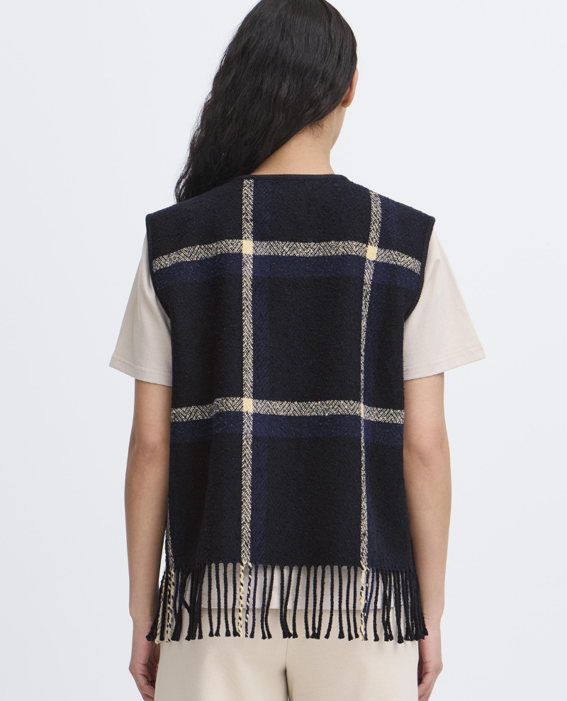 Ichi Foniza Checked Fringe Waistcoat