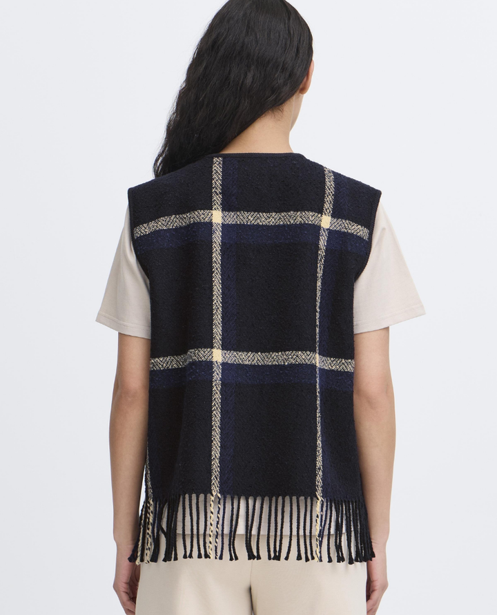 Ichi Foniza Checked Fringe Waistcoat