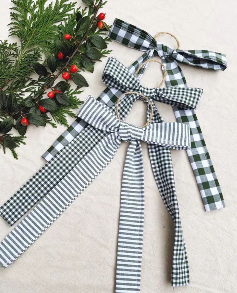 Walker Home Large Gingham Check Bow Decoration