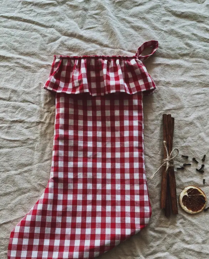Walker Home Red Gingham Stocking