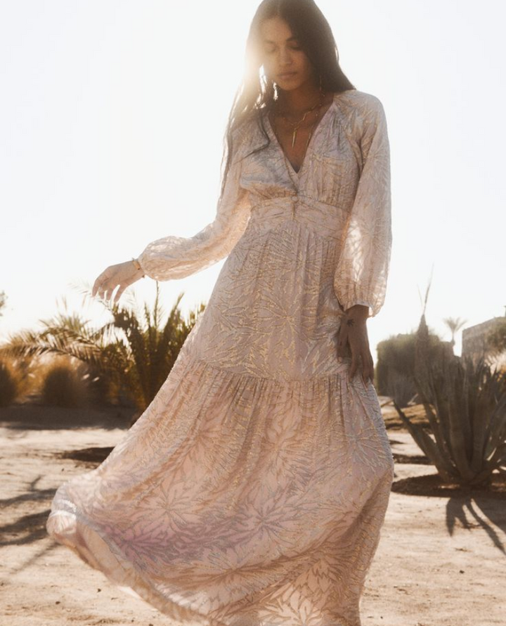 Ba&sh Mila Pale Rose Pink Maxi Dress