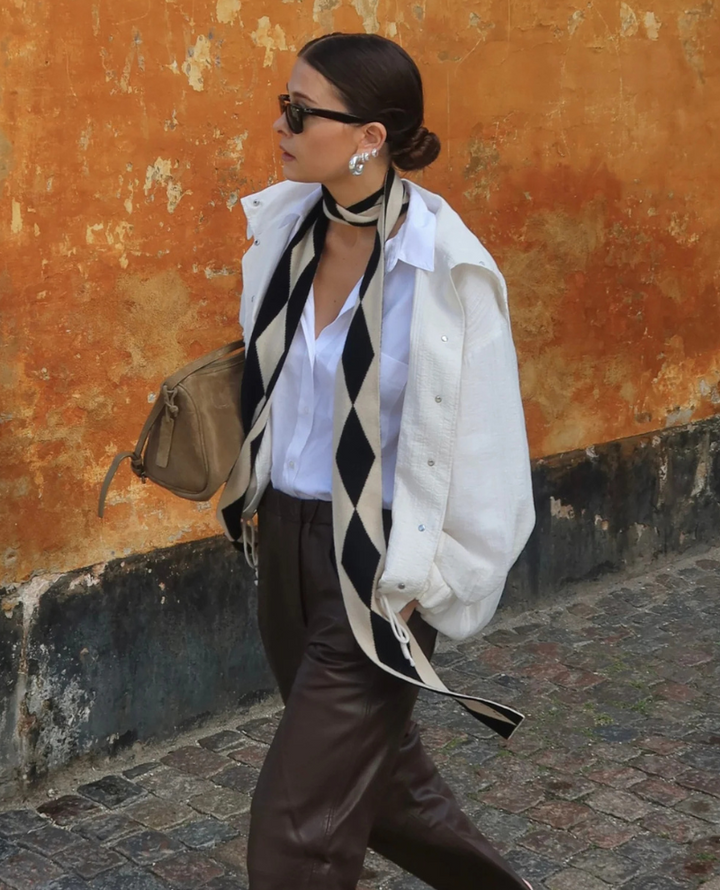 TBco. Black Harlequin Merino Skinny Scarf
