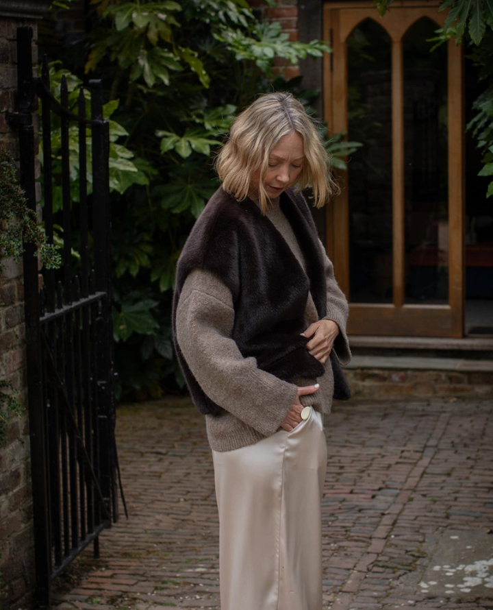 Chalk Rich Cocoa Claire Furry Gilet