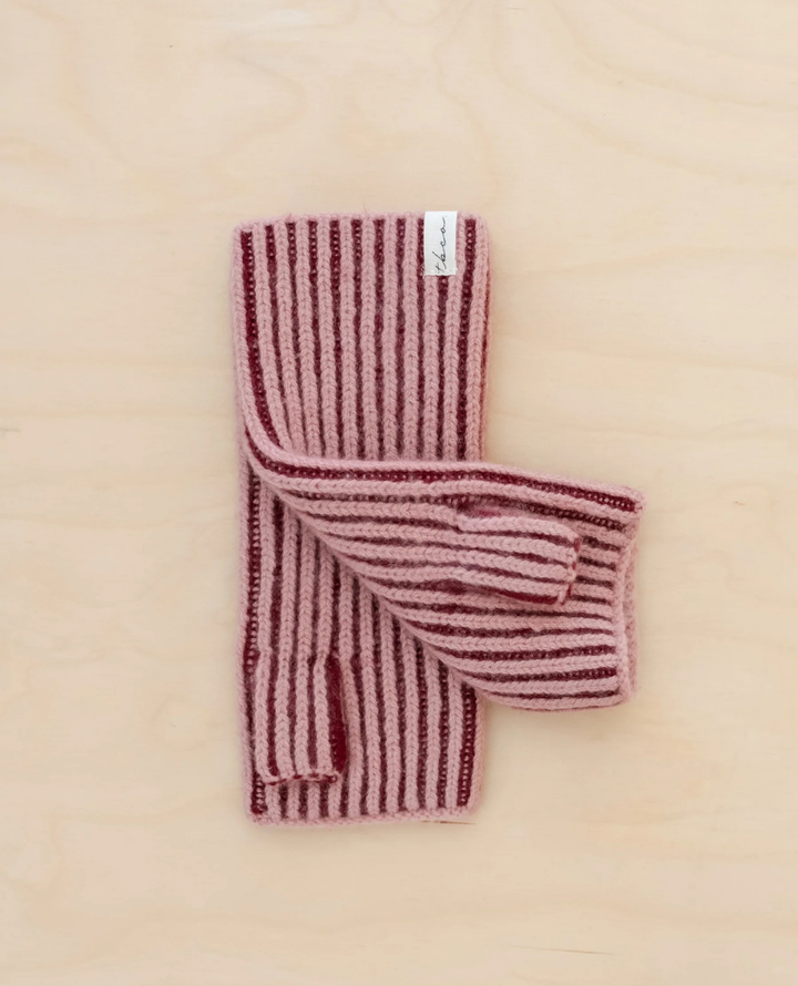 TBCo Cashmere Merino Burgundy Two Tone Wrist Warmers Popup