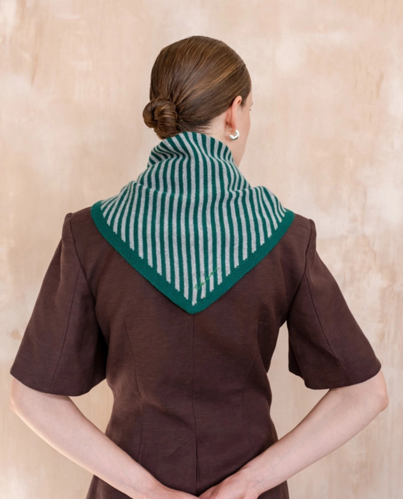 TBCo Triangle Green Stripe Merino Scarf