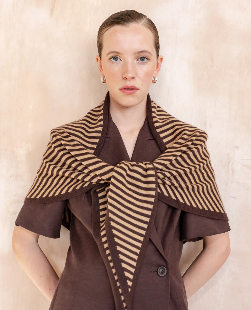 TBco. Large Merino Triangle Camel Brown Scarf