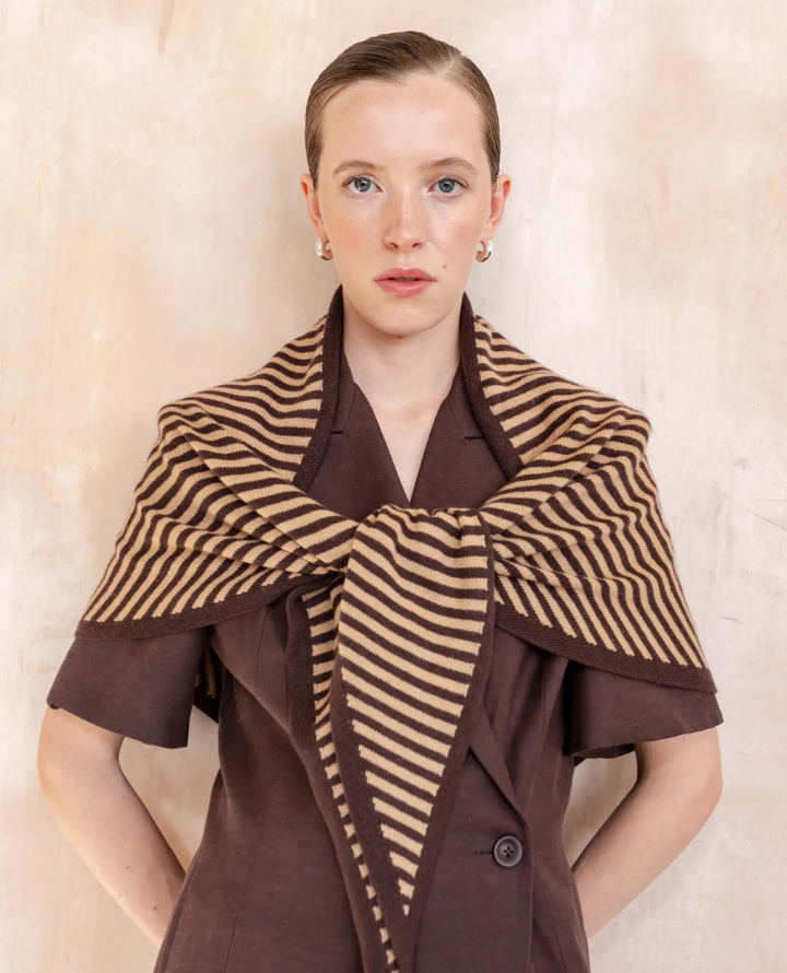 TBco. Large Merino Triangle Camel Brown Scarf